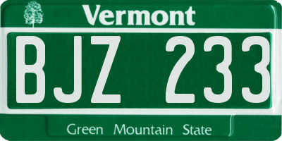 VT license plate BJZ233
