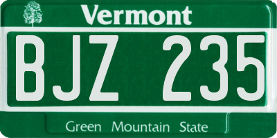 VT license plate BJZ235