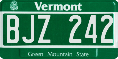 VT license plate BJZ242