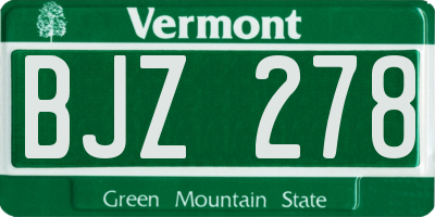 VT license plate BJZ278