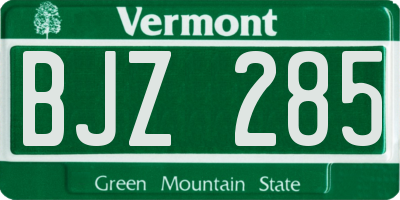 VT license plate BJZ285