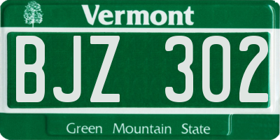 VT license plate BJZ302