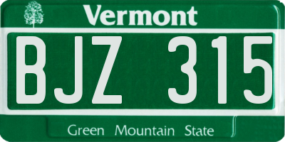 VT license plate BJZ315