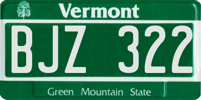 VT license plate BJZ322
