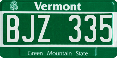 VT license plate BJZ335
