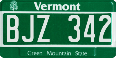 VT license plate BJZ342