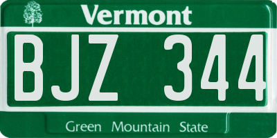 VT license plate BJZ344