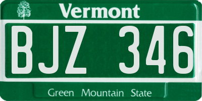 VT license plate BJZ346