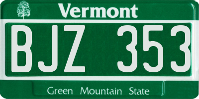 VT license plate BJZ353