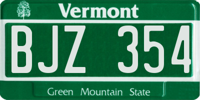 VT license plate BJZ354