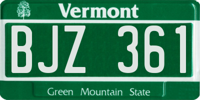 VT license plate BJZ361