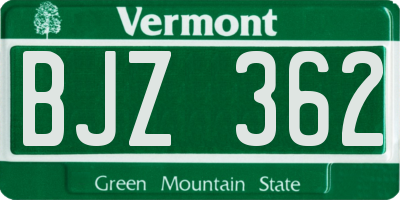 VT license plate BJZ362