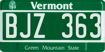 VT license plate BJZ363