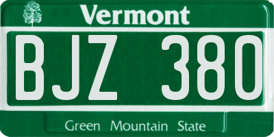 VT license plate BJZ380