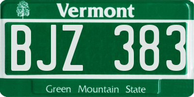 VT license plate BJZ383