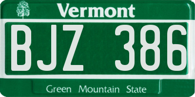 VT license plate BJZ386
