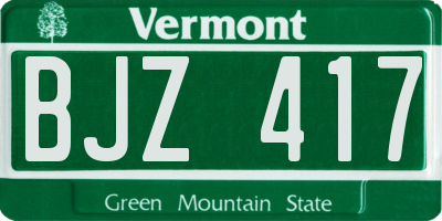VT license plate BJZ417