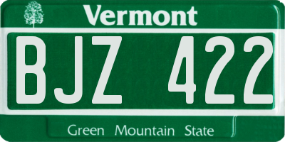 VT license plate BJZ422