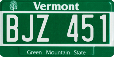 VT license plate BJZ451