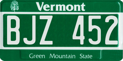 VT license plate BJZ452