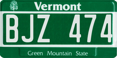VT license plate BJZ474