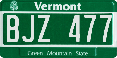 VT license plate BJZ477