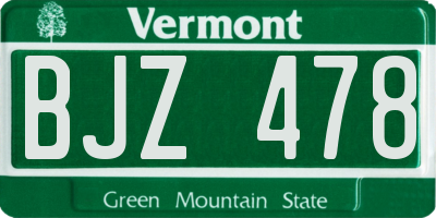VT license plate BJZ478