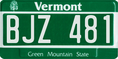 VT license plate BJZ481