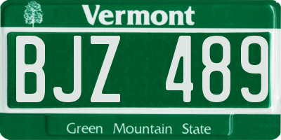 VT license plate BJZ489