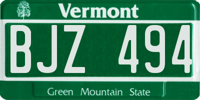 VT license plate BJZ494