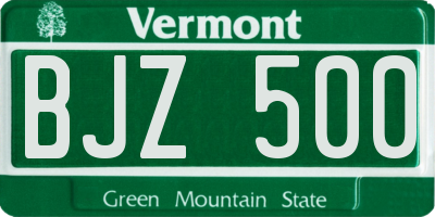 VT license plate BJZ500