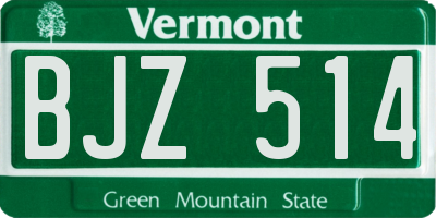 VT license plate BJZ514