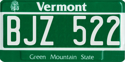 VT license plate BJZ522