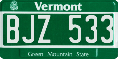 VT license plate BJZ533