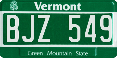 VT license plate BJZ549