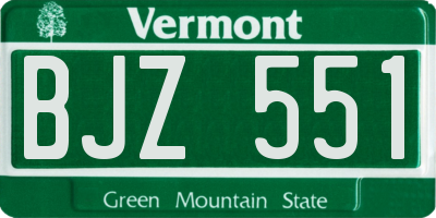 VT license plate BJZ551