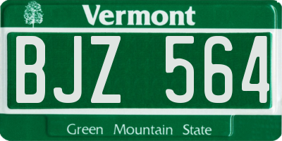 VT license plate BJZ564