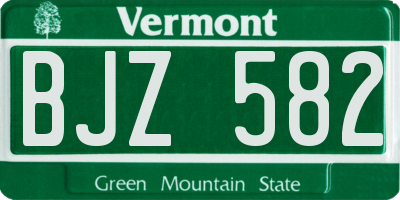 VT license plate BJZ582