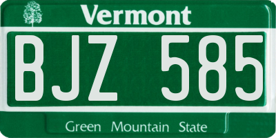 VT license plate BJZ585