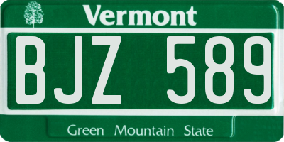 VT license plate BJZ589