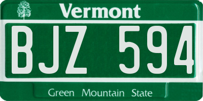 VT license plate BJZ594