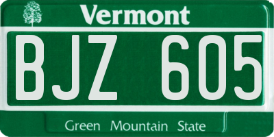 VT license plate BJZ605