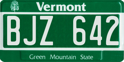 VT license plate BJZ642