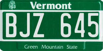 VT license plate BJZ645