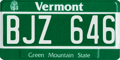 VT license plate BJZ646