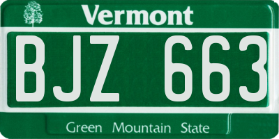 VT license plate BJZ663