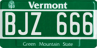 VT license plate BJZ666