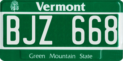 VT license plate BJZ668