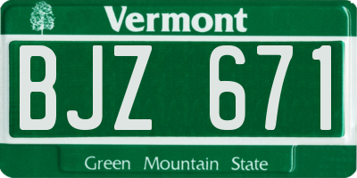 VT license plate BJZ671