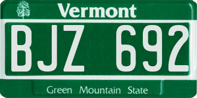 VT license plate BJZ692